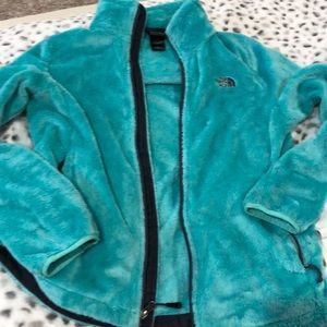 North face jacket large green teal